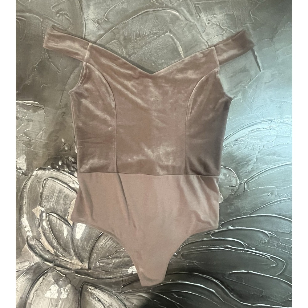 Light Pink Velvet Bodysuit Boho Glam Chic Party Top -Free Press -Size L -New - Picture 5 of 16
